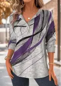 Modlily Purple Tummy Coverage Geometric Print Long Sleeve Sweatshirt - M