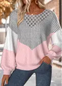 Modlily Light Pink Tummy Coverage Long Sleeve Round Neck Sweatshirt - XL