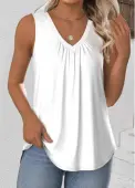 Modlily White Sleeveless V Neck Tank Top - XXL