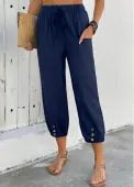 Modlily Navy Jogger Elastic Waist High Waisted Pants - M