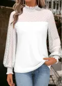 Modlily White Tummy Coverage Long Sleeve Turtleneck T Shirt - L