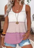 Modlily Light Pink Tummy Coverage Multi Stripe Print Tank Top - L