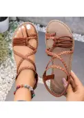 Modlily Dark Coffee Toe Post Falt Sandals - 36