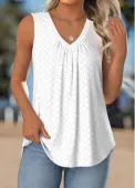 Modlily White Tummy Coverage Sleeveless V Neck Tank Top - S