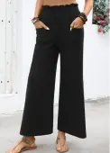 Modlily Black Soft Wide Leg Elastic Waist High Waisted Pants - L