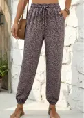 Modlily Gray Brown Leopard Jogger Elastic Waist High Waisted Pants - XL