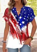 Modlily American Flag Multi Color Short Sleeve T Shirt - L