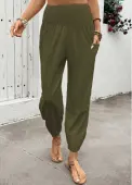 Modlily Olive Green Soft Jogger Elastic Waist High Waisted Pants - S