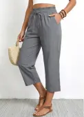 Modlily Grey Straight Leg Elastic Waist High Waisted Pants - S