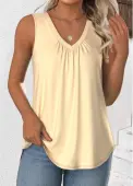 Modlily Beige Sleeveless V Neck Tank Top - XL