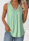 Modlily Light Green Sleeveless V Neck Tank Top - XXL