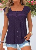 Modlily Purple Curved Hem Short Sleeve Square Neck Tank Top - L