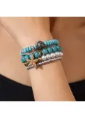 Modlily Mint Green Starfish Beaded Bracelet Set - One Size