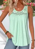 Modlily Mint Green Curved Hem Sleeveless Scoop Neck Tank Top - S