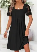 Modlily Black Short Tummy Coverage Square Neck Dress - M