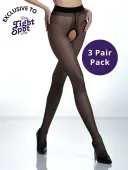 Amour Hip Gloss Crotchless Tights 3 Pair Pack
