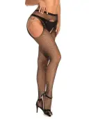 Miss Naughty Rhinestone Crotchless Fishnet Tights
